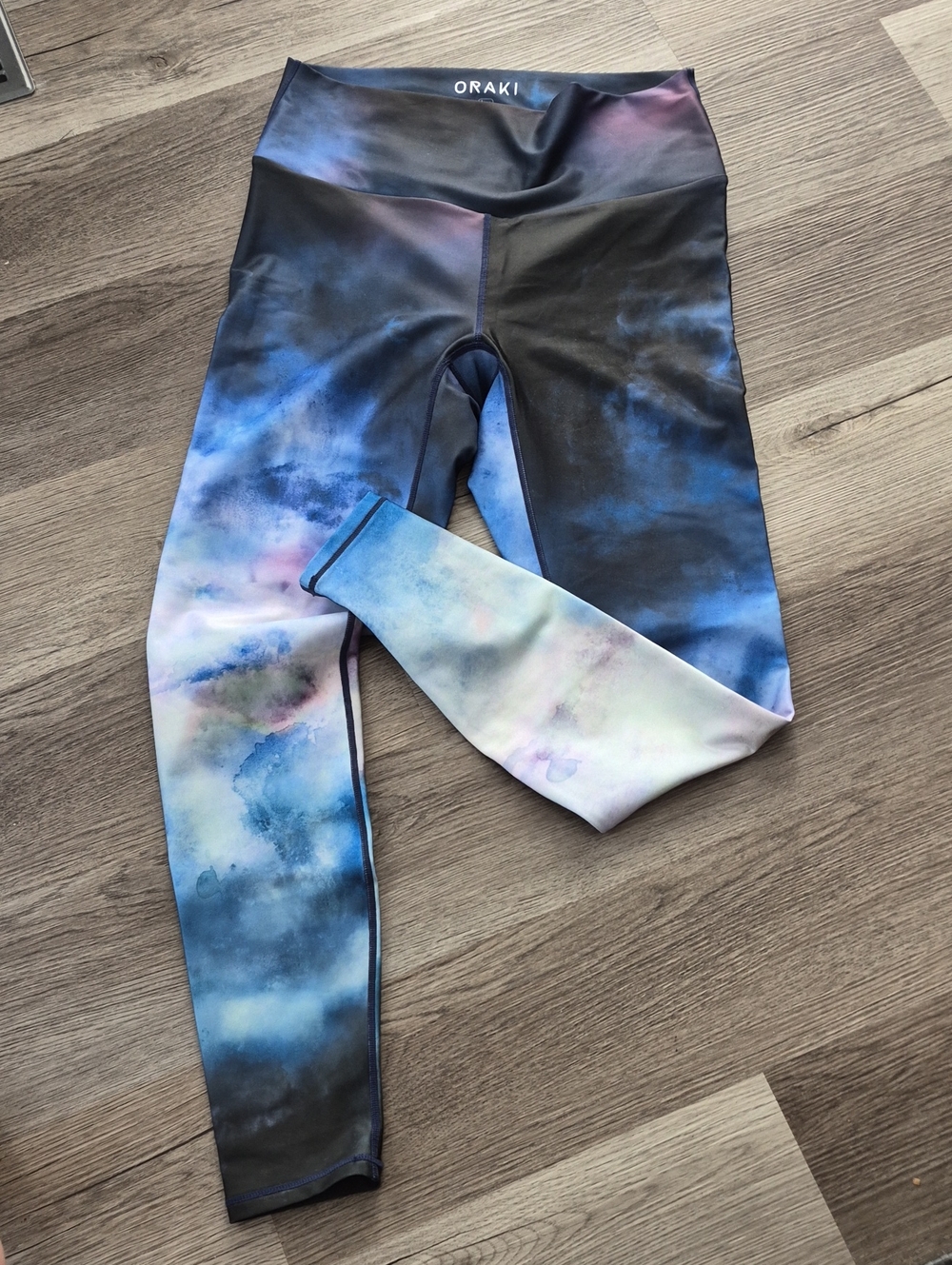 Oraki Women's Blue Tie-Dye Performance Leggings Size Large